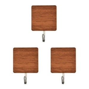 Gancho plast adesivo quad tipo madeira c/3pçs gpl0283