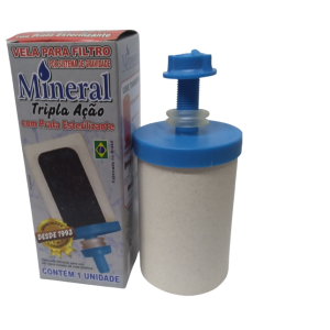 Vela filtro mineral tripla ação c/ prata c/1 pç
