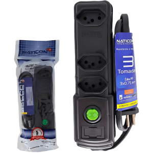 Filtro de linha 3 tomadas tripolar pto 3402 c/1  peça Naticon