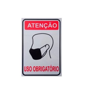 Placa sinalização gd. atenção uso obrigatório de máscara 20x30 c/1 pç Pacific