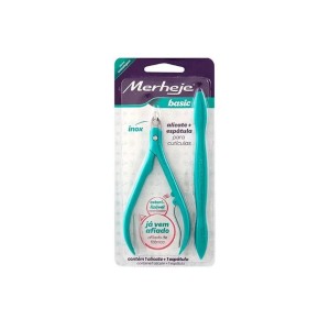 Alicate cutícula com espatula 7110 verde C/2 peças Merheje
