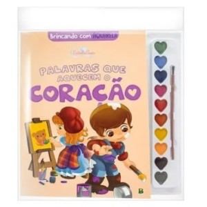 Livro brincando c/ aquarela c/1pç palavras que aquecem o coração  c/1pç todolivro