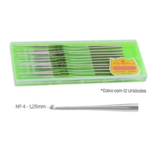 Agulha de crochê aço n.4 c/ 12 pçs tulipa