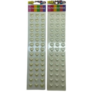 Meia perola adesiva coração 1cart creme