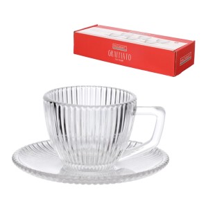 Jogo xícaras café graffiatto c/6pçs 90ml transparente jgxc084-tr
