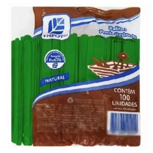 Palito sorvete escolar verde ponta redonda c/100pçs 10cm 51714 theoto
