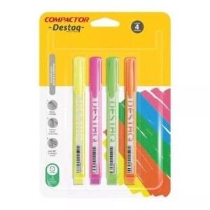 Marca-texto destaq 4 cores neon compactor