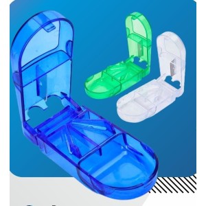 Porta comprimido com cortador e reservatorio plástico 8799 2w import